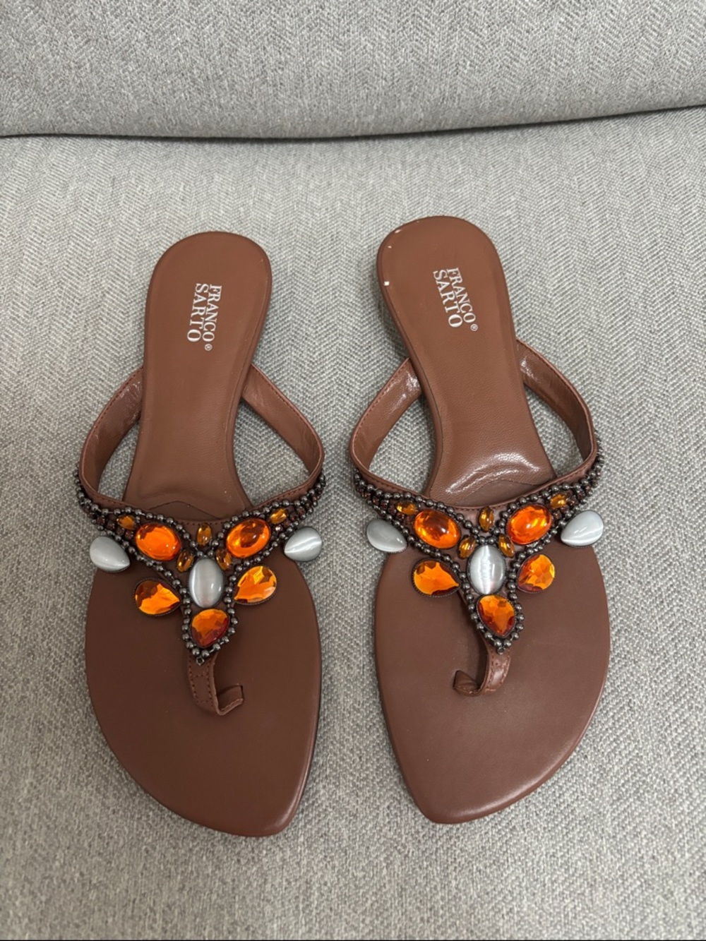 Franco Sarto leather jewel sandal 7M